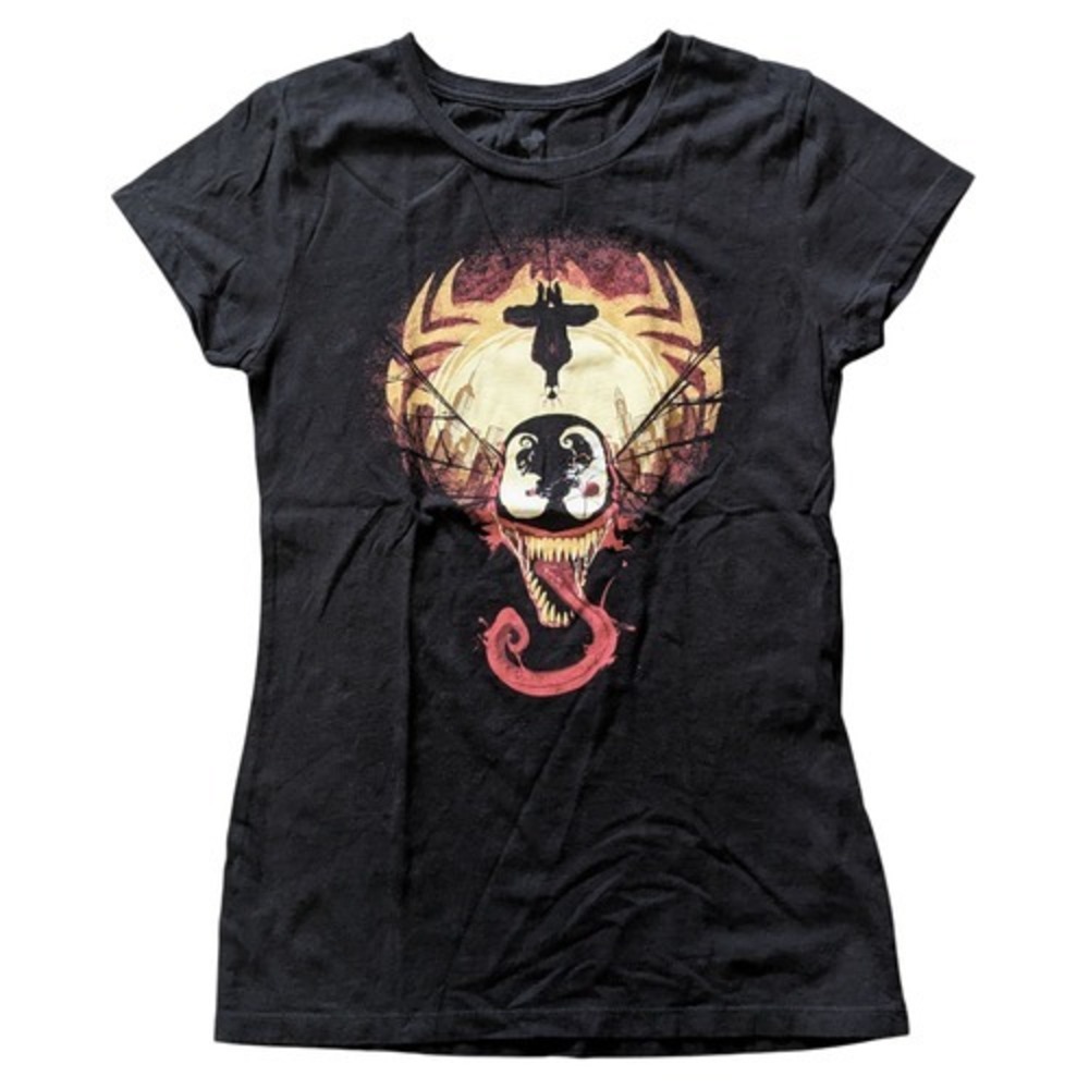 Teefury Marvel Spider-Man And Venom Black Womens T-Shirt Size Medium
